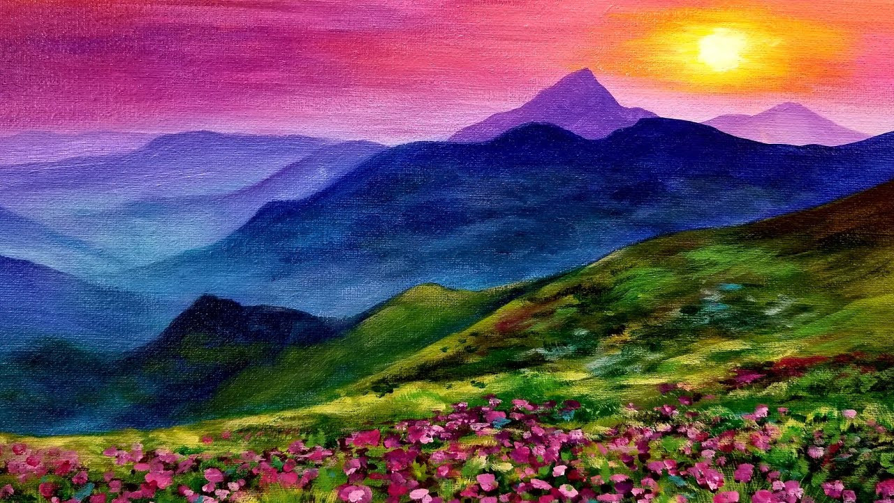Acrylic Paint Landscape
 Sunset Landscape LIVE Acrylic Painting Tutorial