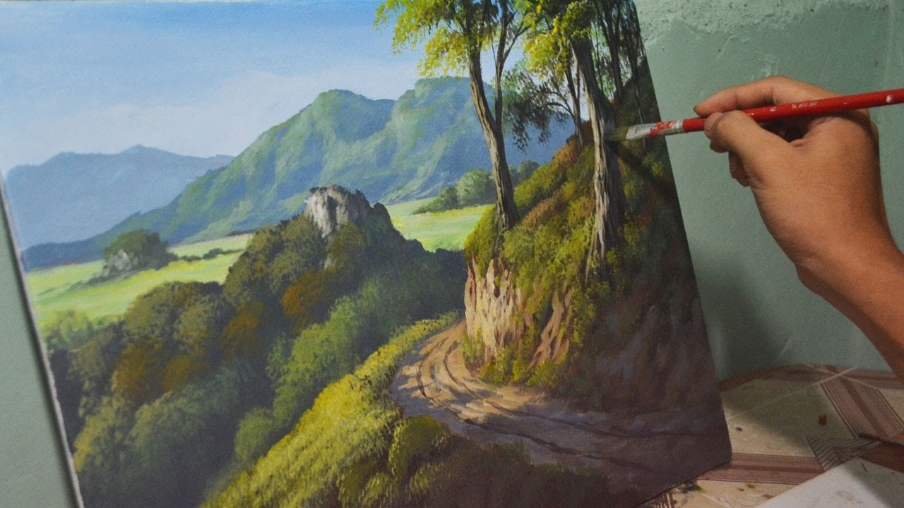 Acrylic Paint Landscape
 Acrylic Landscape Painting Lesson Mountain Road by