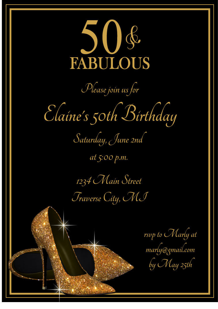 Adult Birthday Party Invitations
 Gold Glitter Shoes Adult Birthday Party by AnnounceItFavors