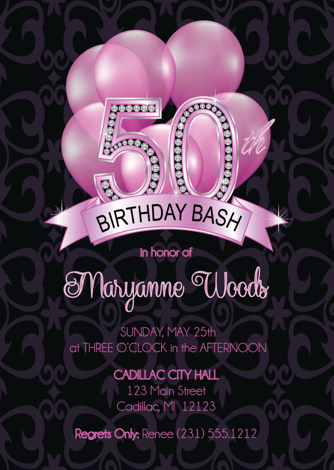 Adult Birthday Party Invitations
 50th Birthday Invitation Adult 50th Birthday Invitation