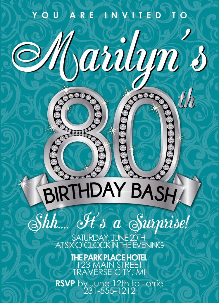 Adult Birthday Party Invitations
 80th Birthday Invitation Adult Birthday Party by