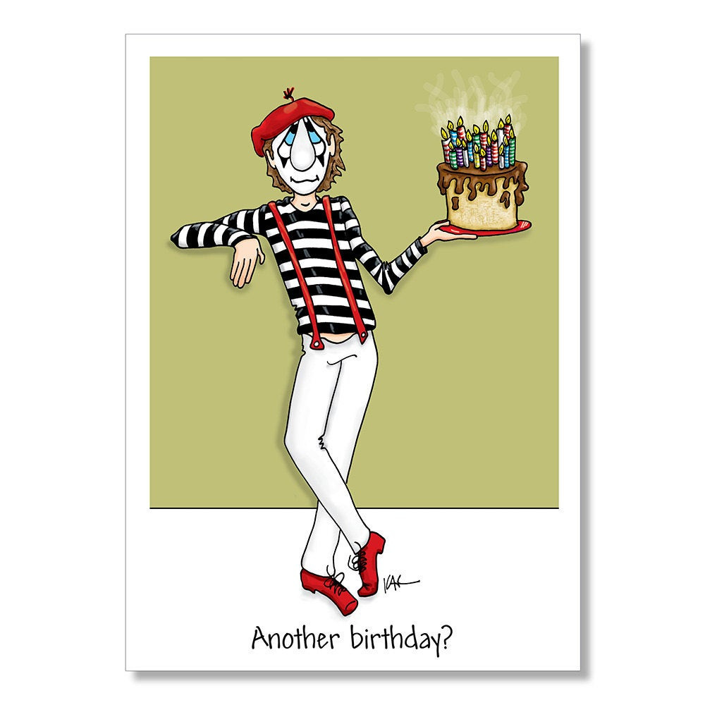 Adult Birthday Wishes
 Funny Birthday Card Mime Birthday Card Adult Birthday Card