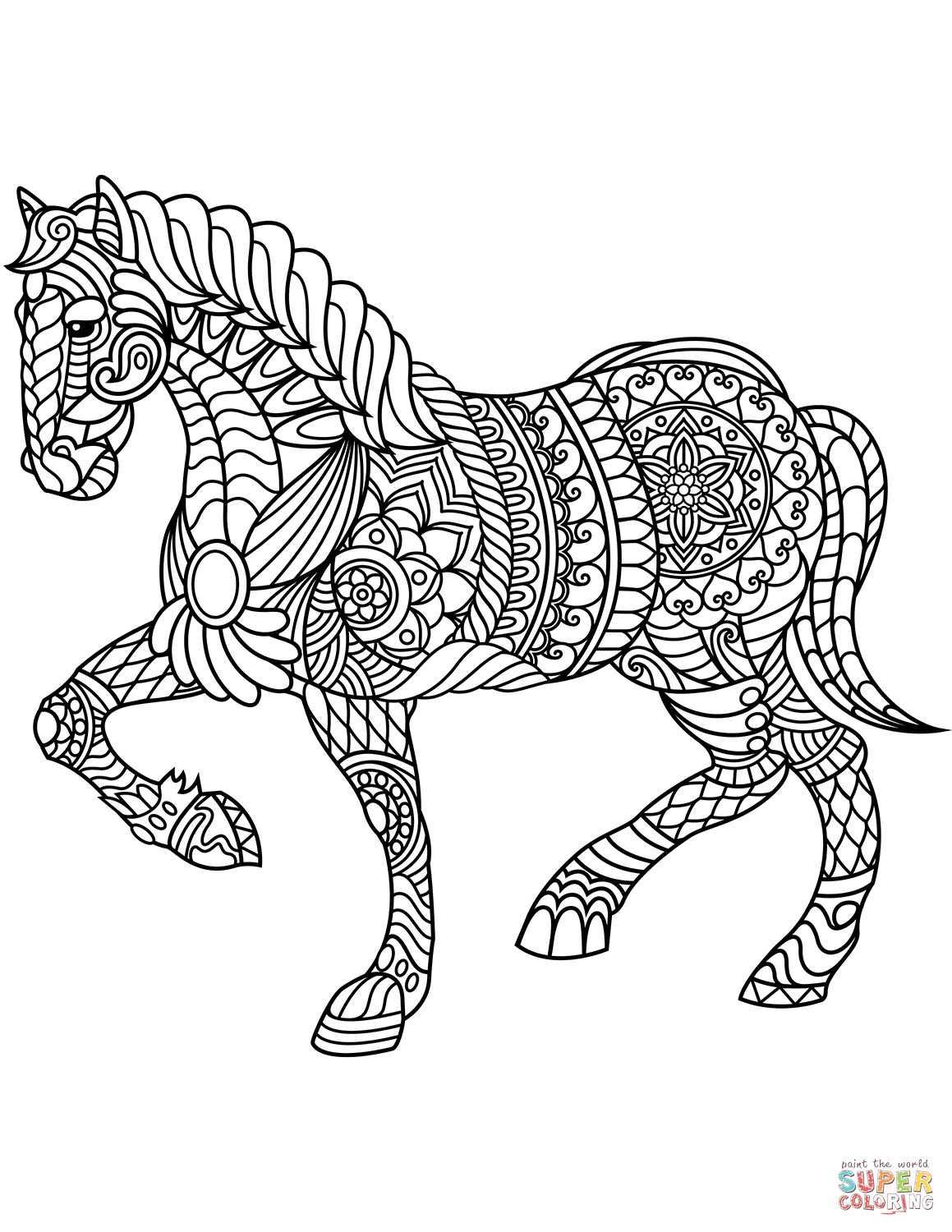 Adult Coloring Book Horse
 Horse Zentangle coloring page