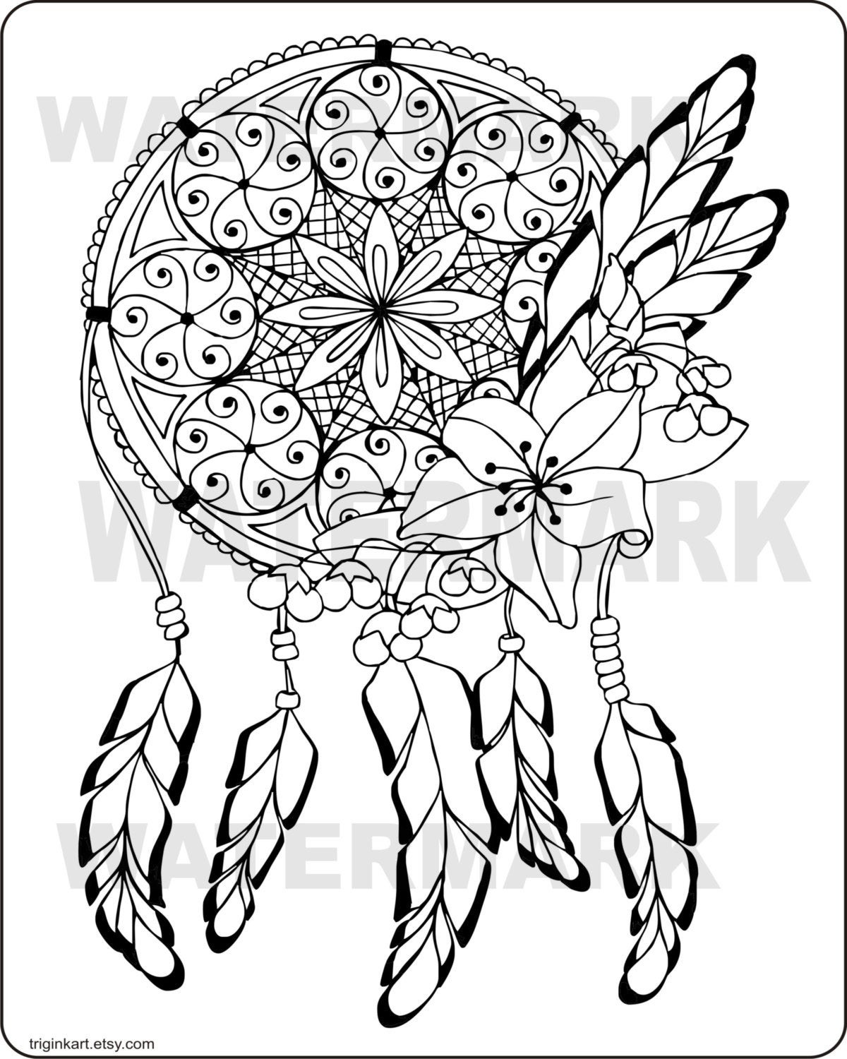 Adult Coloring Book Images
 Dream Catcher Adult coloring page