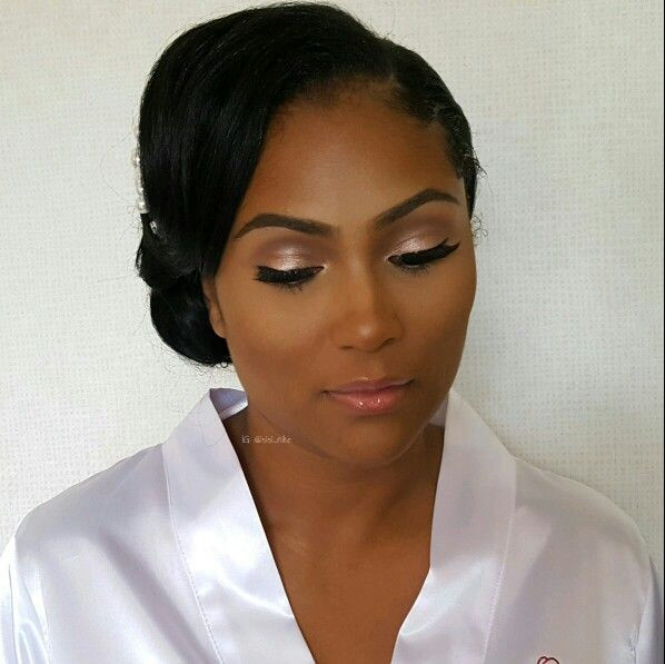 African American Wedding Makeup
 Natural bridal glam on black African American bride