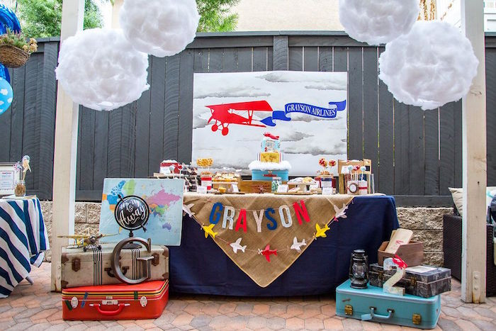 Airplane Themed Birthday Party Ideas
 Kara s Party Ideas Vintage Airplane Birthday Party