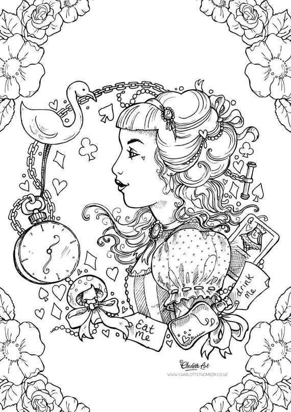 Alice In Wonderland Adult Coloring Book
 Adult Colouring Page Alice in Wonderland Gothic Lolita