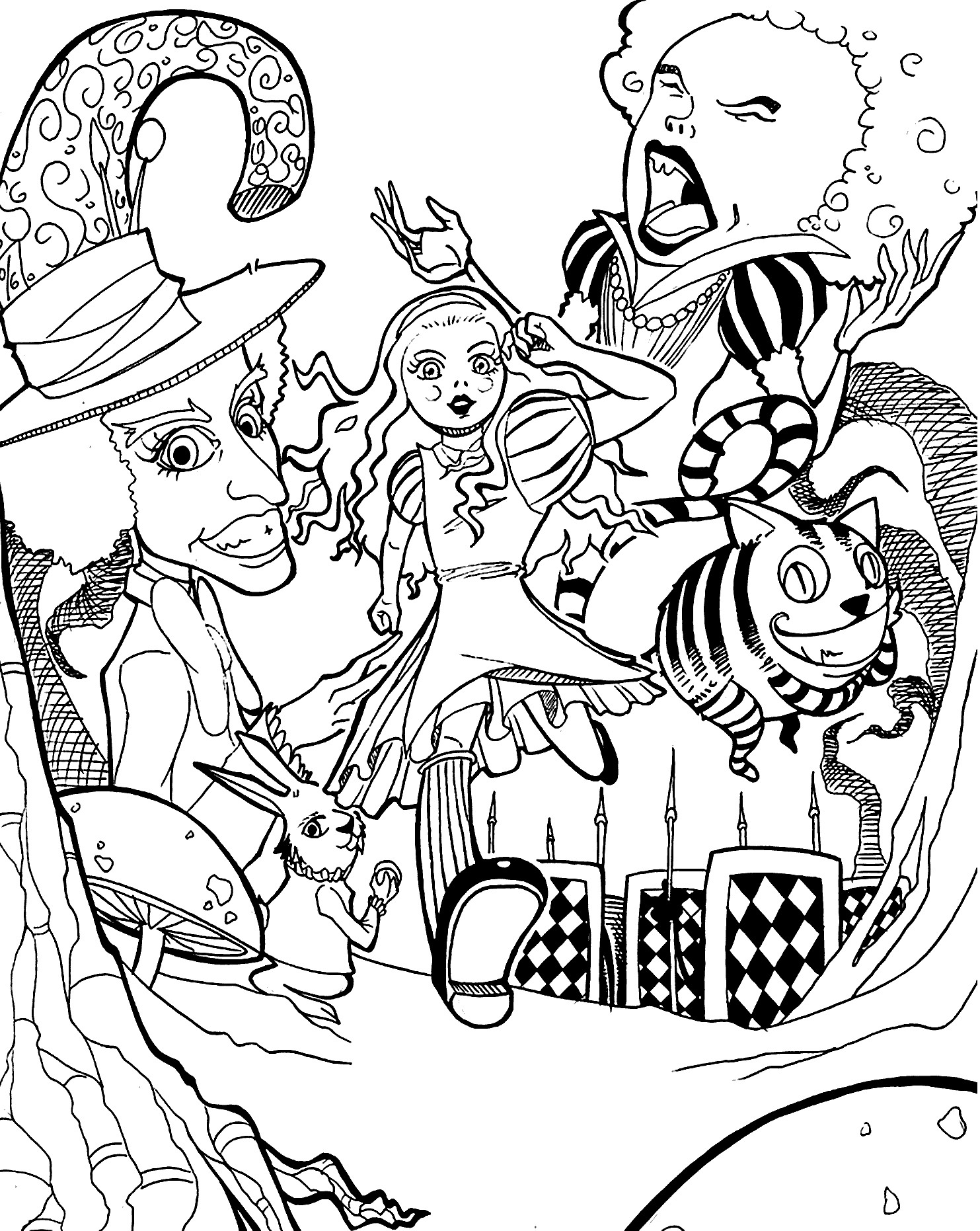 Alice In Wonderland Adult Coloring Book
 Alice in wonderland coloring pages movie for kids