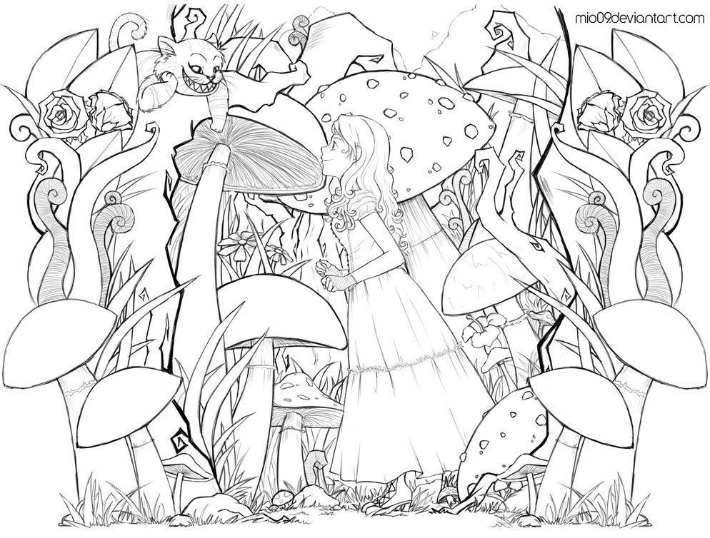 Alice In Wonderland Adult Coloring Book
 ALICE in WONDERLAND Lineart by dwainio FREE