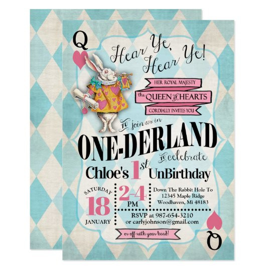 Alice In Wonderland Birthday Invitations
 Alice in Wonderland 1st Birthday Invitations