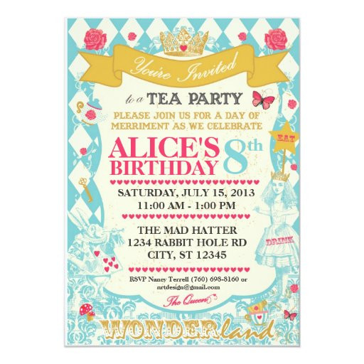 Alice In Wonderland Birthday Invitations
 Alice In Wonderland Tea Party Invitation