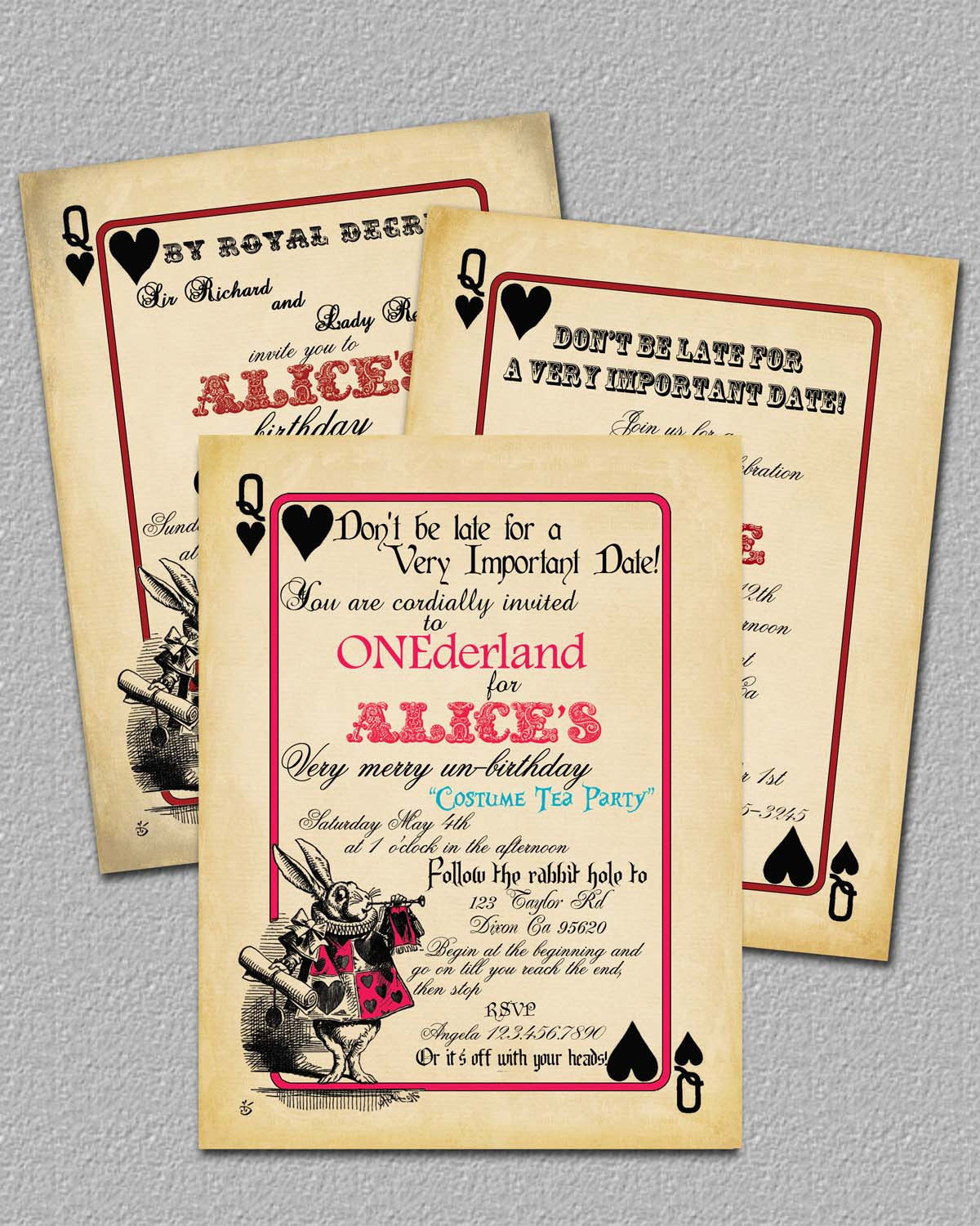 Alice In Wonderland Birthday Invitations
 Playing Card Alice in Wonderland Invitation by