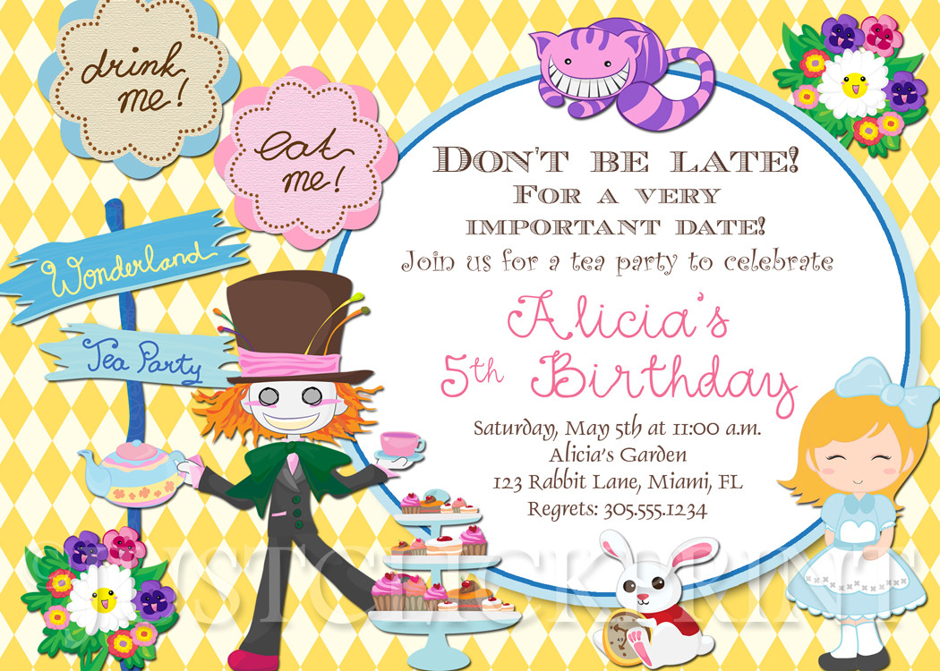 Alice In Wonderland Birthday Invitations
 Alice in Wonderland Birthday Invitations