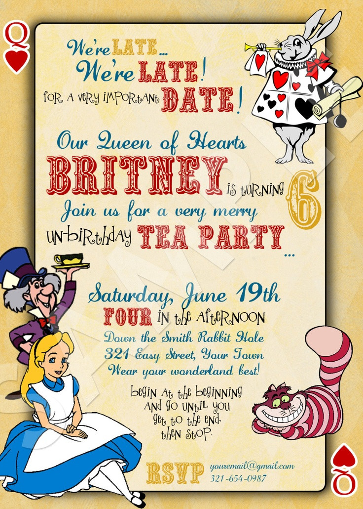 Alice In Wonderland Birthday Invitations
 Alice in Wonderland Birthday Invitations – FREE PRINTABLE