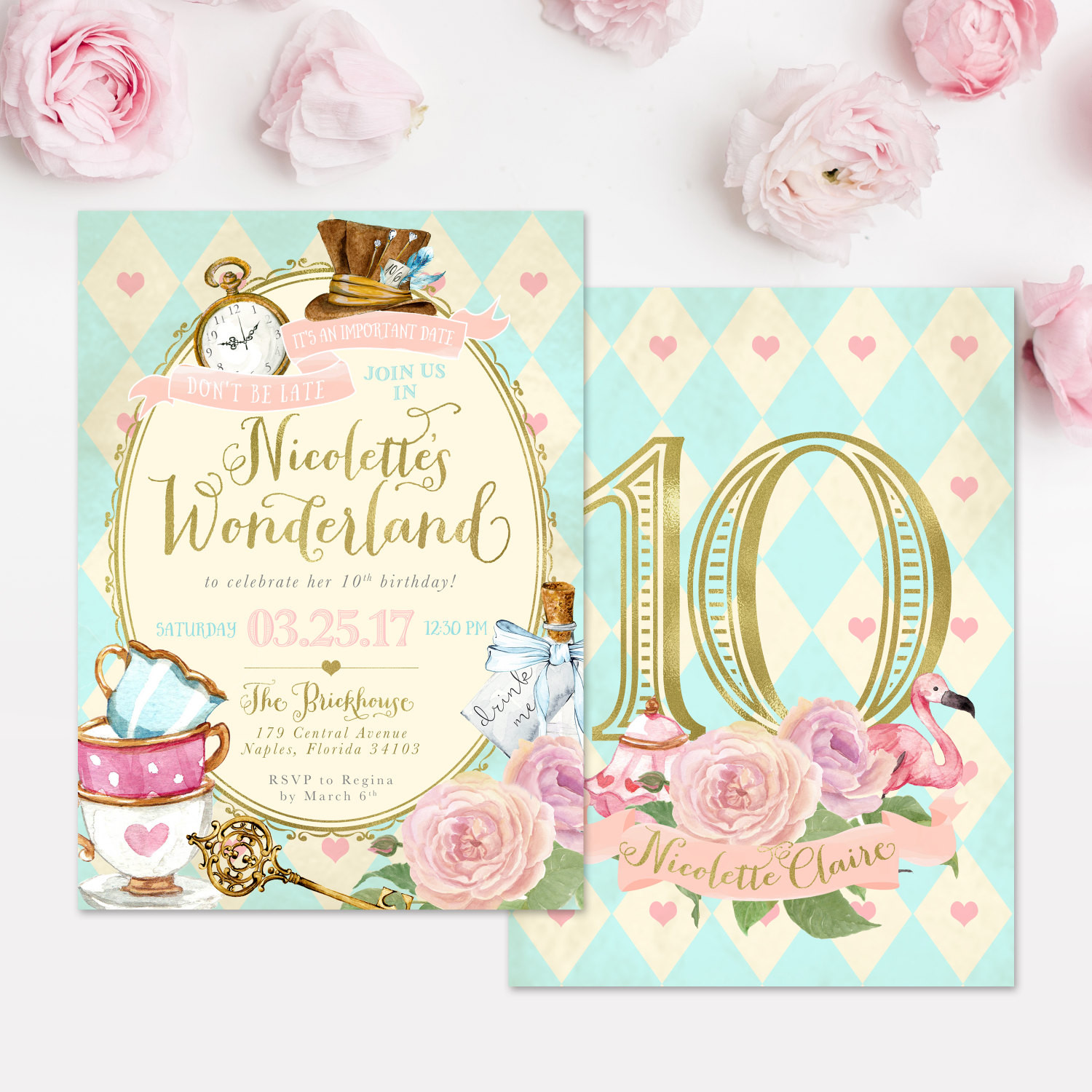 Alice In Wonderland Birthday Invitations
 Alice In Wonderland Girl s Birthday Party Invitation