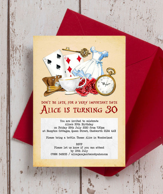 Alice In Wonderland Birthday Invitations
 Alice in Wonderland 30th Birthday Party Invitation from £0