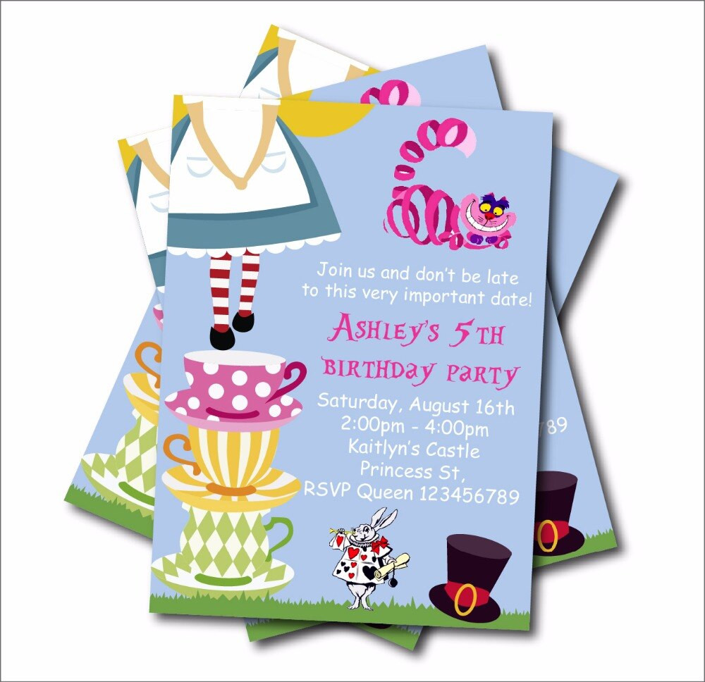 Alice In Wonderland Birthday Invitations
 20 pcs lot Alice in Wonderland Birthday Party Invitation