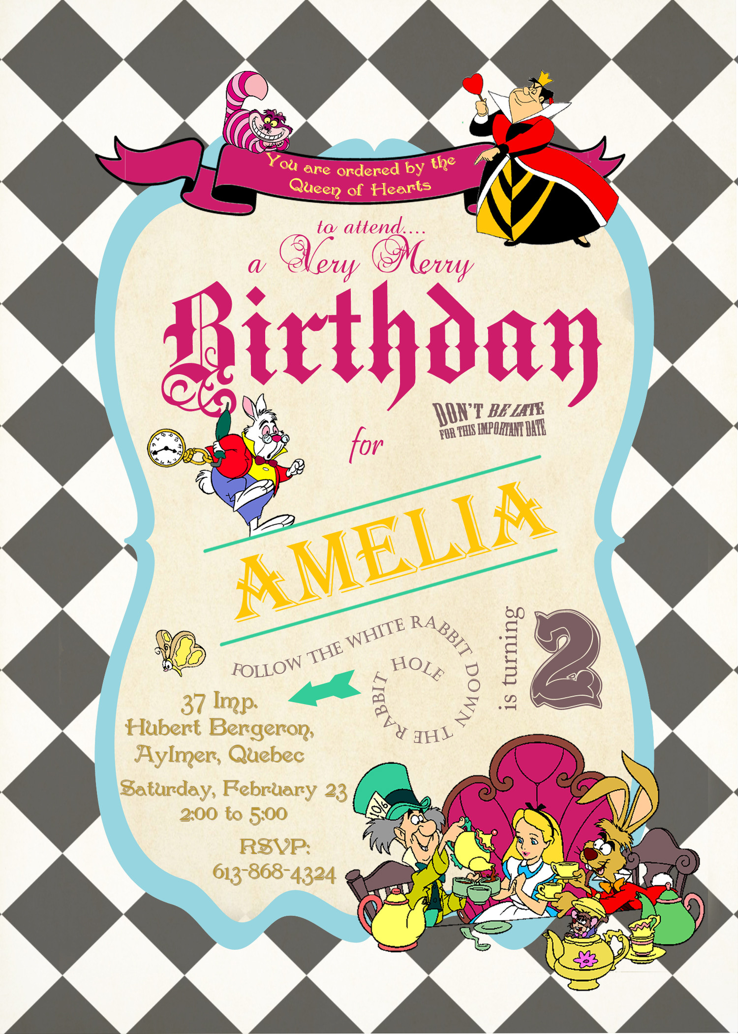 Alice In Wonderland Birthday Invitations
 Alice in Wonderland Birthday Invitations – FREE PRINTABLE