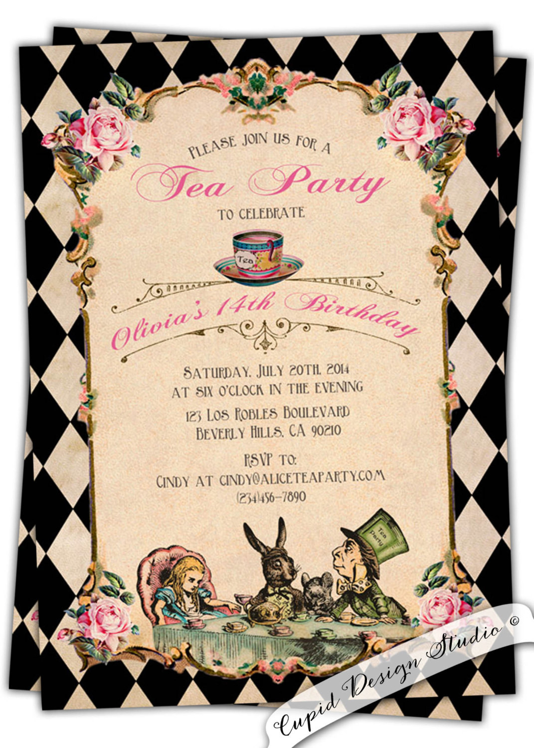 Alice In Wonderland Birthday Invitations
 Alice in wonderland Birthday invitation Baby by CupidDesigns