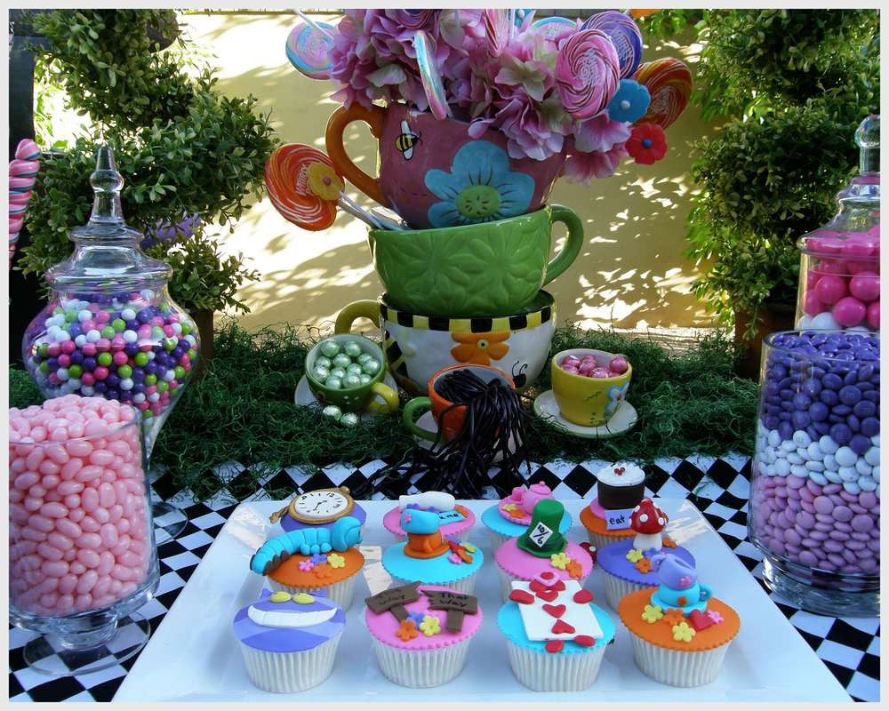 Alice In Wonderland Birthday Party Supplies
 Alice in Wonderland Mad Tea Party Candy Buffet Birthday