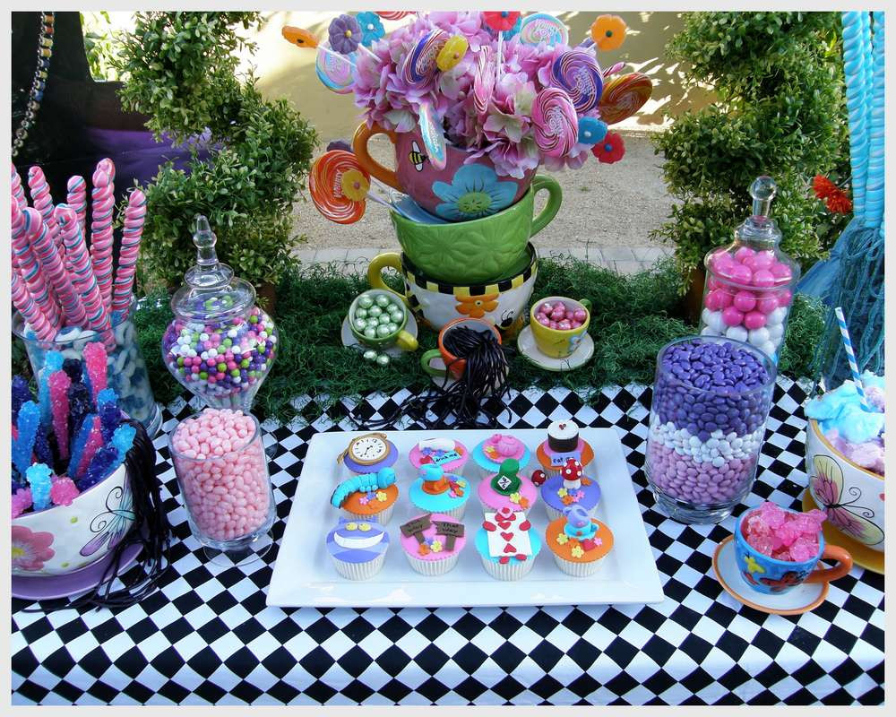 Alice In Wonderland Birthday Party Supplies
 Alice in Wonderland Mad Tea Party Candy Buffet Birthday