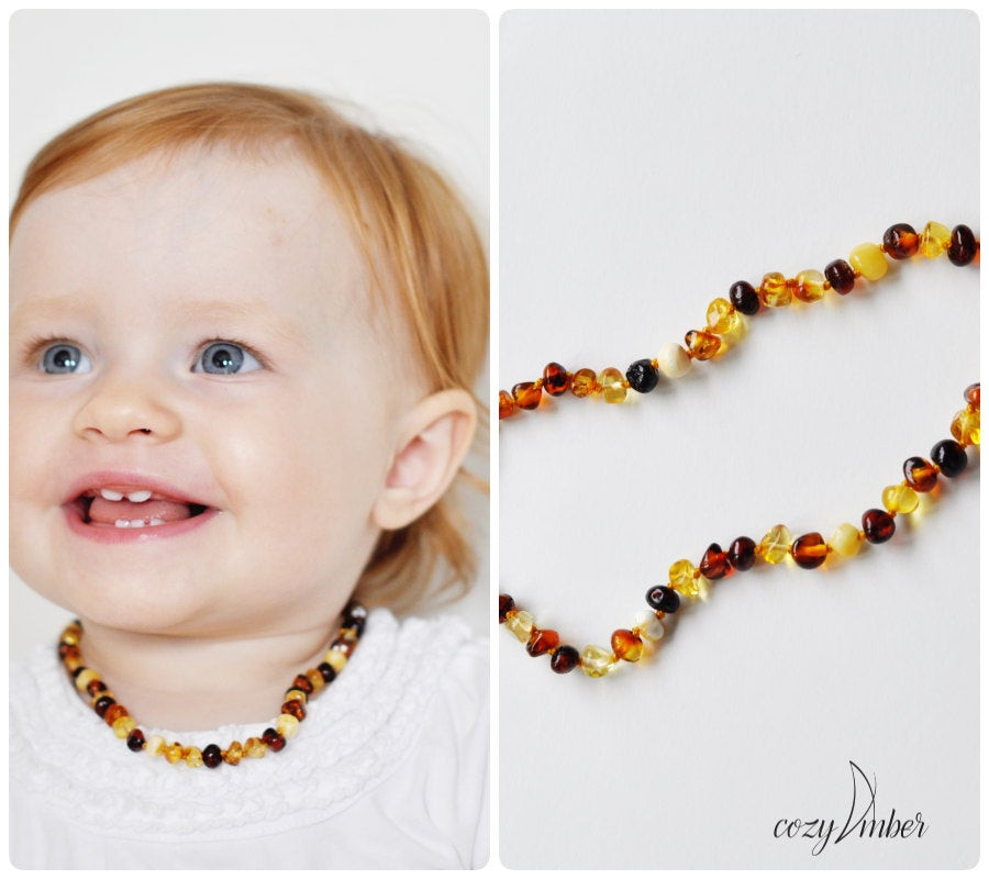 Amber Necklaces For Babies
 Baltic Amber beads teething NECKLACE BABY handmade knotted