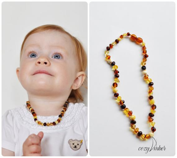 Amber Necklaces For Babies
 Amber beads Teething NECKLACE BABY handmade knotted with safe