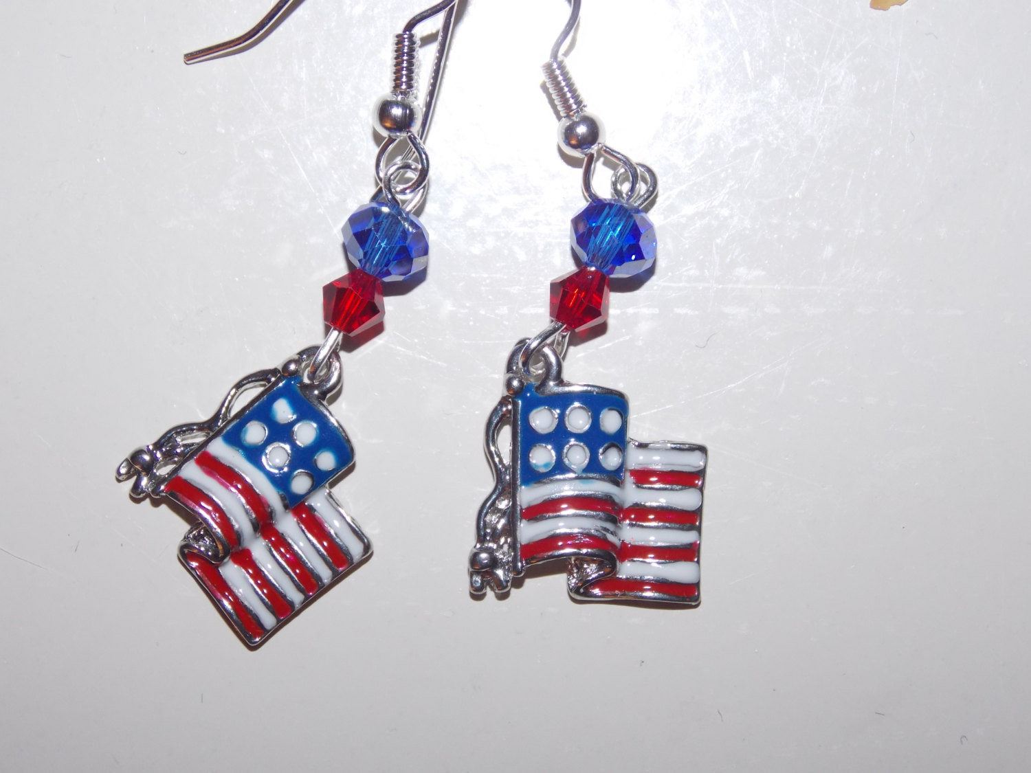 American Flag Earrings
 American Flag Crystal Earrings