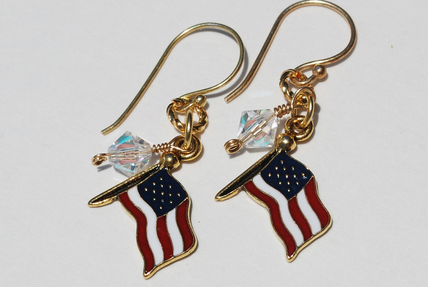 American Flag Earrings
 Red White & Blue Jewelry American Flag Earrings by