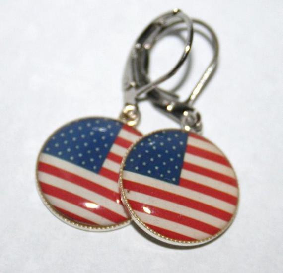 American Flag Earrings
 American Flag Earrings Memorial Day US Flag by AngelPearls