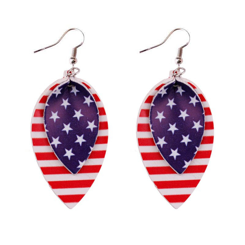 American Flag Earrings
 ZWPON 2018 New American Flag Leather Earrings Fashion