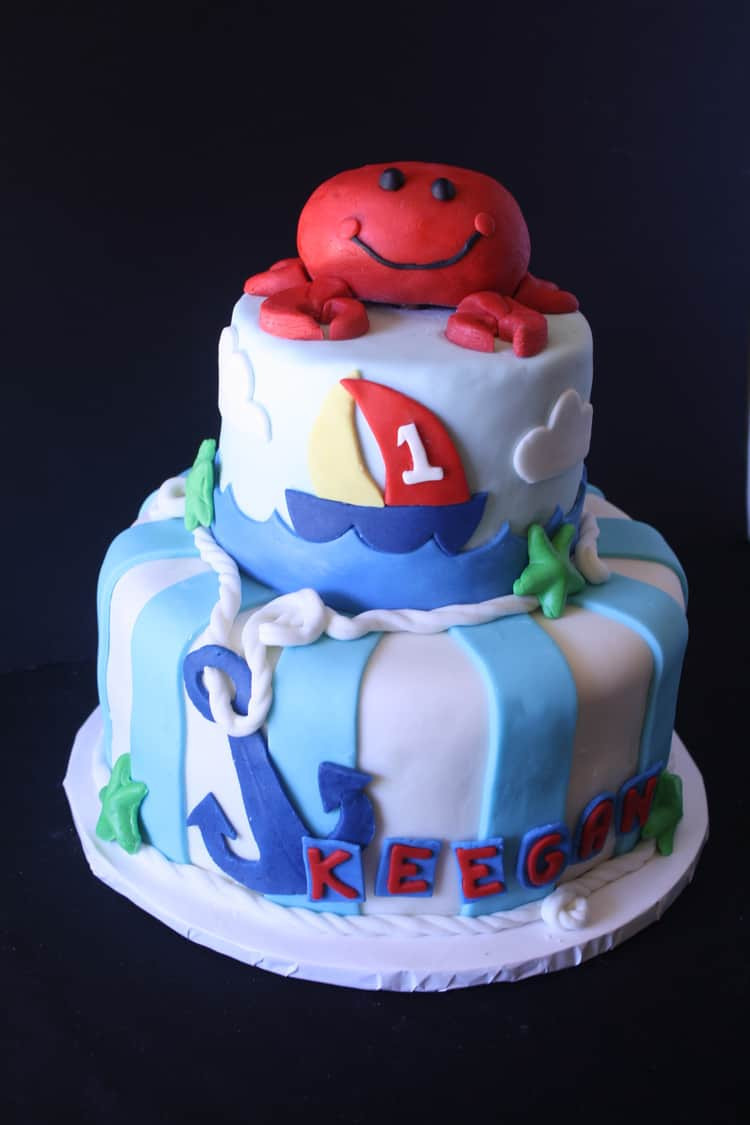 Anchor Birthday Cakes
 "Anchors Aweigh" Nautical Theme Cake with a Crab on Top