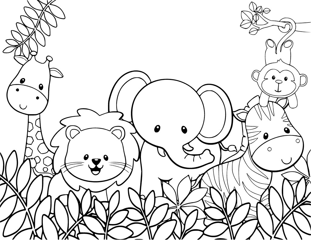 Animals Coloring Pages For Kids
 Cute Jungle Animals Coloring Page