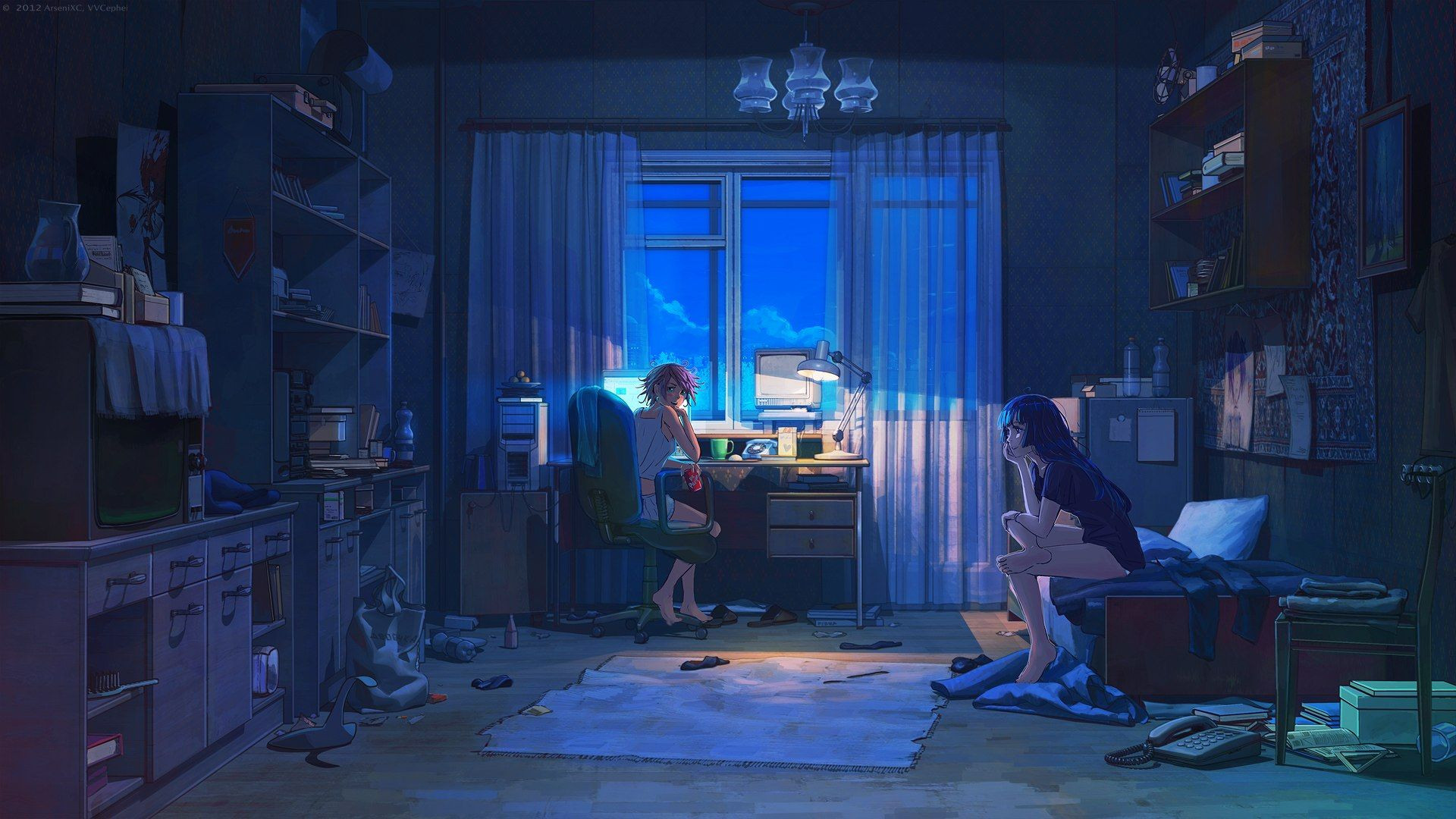 Anime Bedroom Wallpaper
 Bedroom House Anime Scenery Background Wallpaper