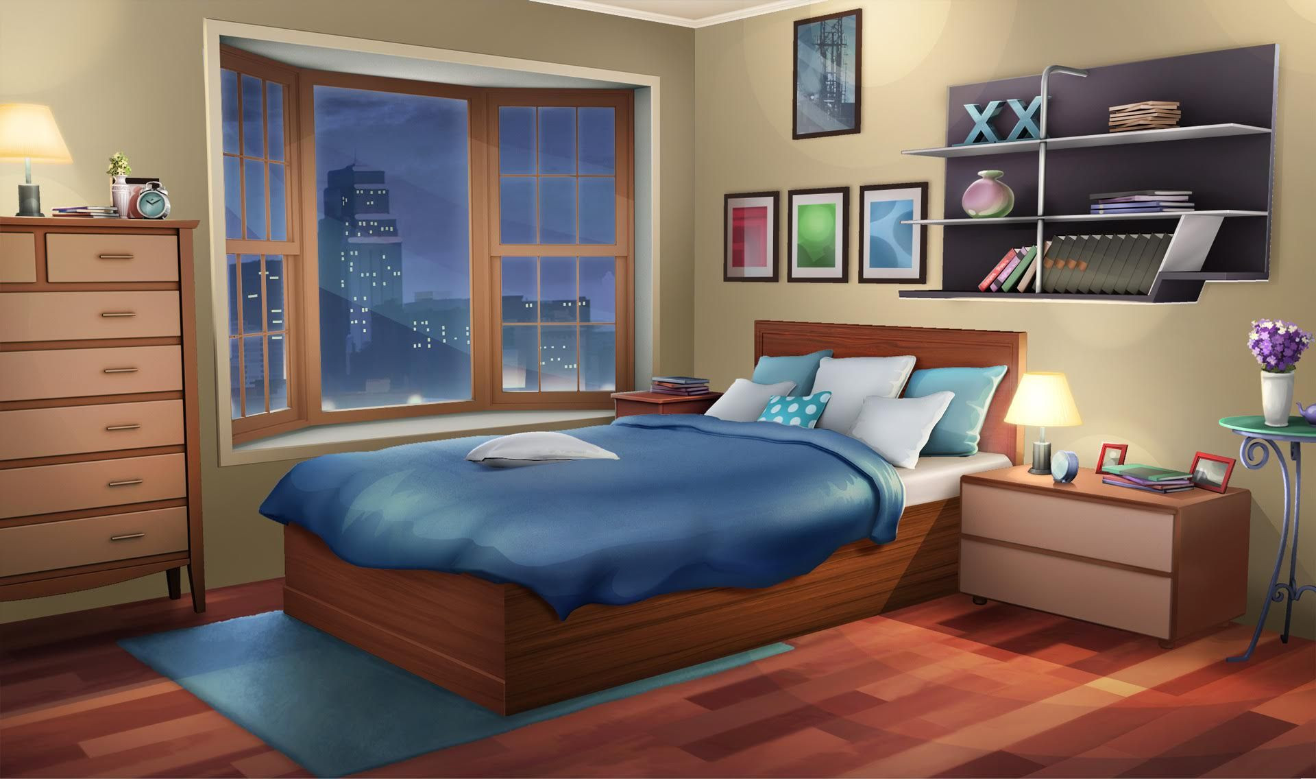 Anime Bedroom Wallpaper
 INT FANCY APARTMENT BEDROOM NIGHT