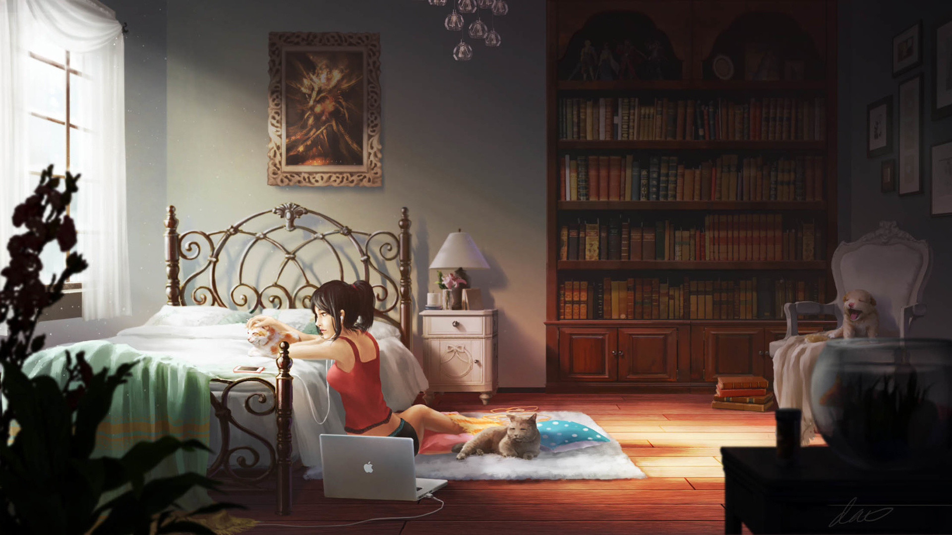 Anime Bedroom Wallpaper
 Desktop Wallpaper Cute Anime Girl Relaxed Bedroom