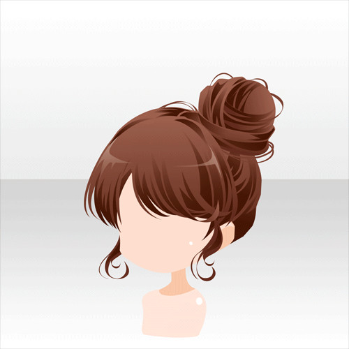 Anime Buns Hairstyle
 Rowynn s hairstyle anime hair brown bun with bangs