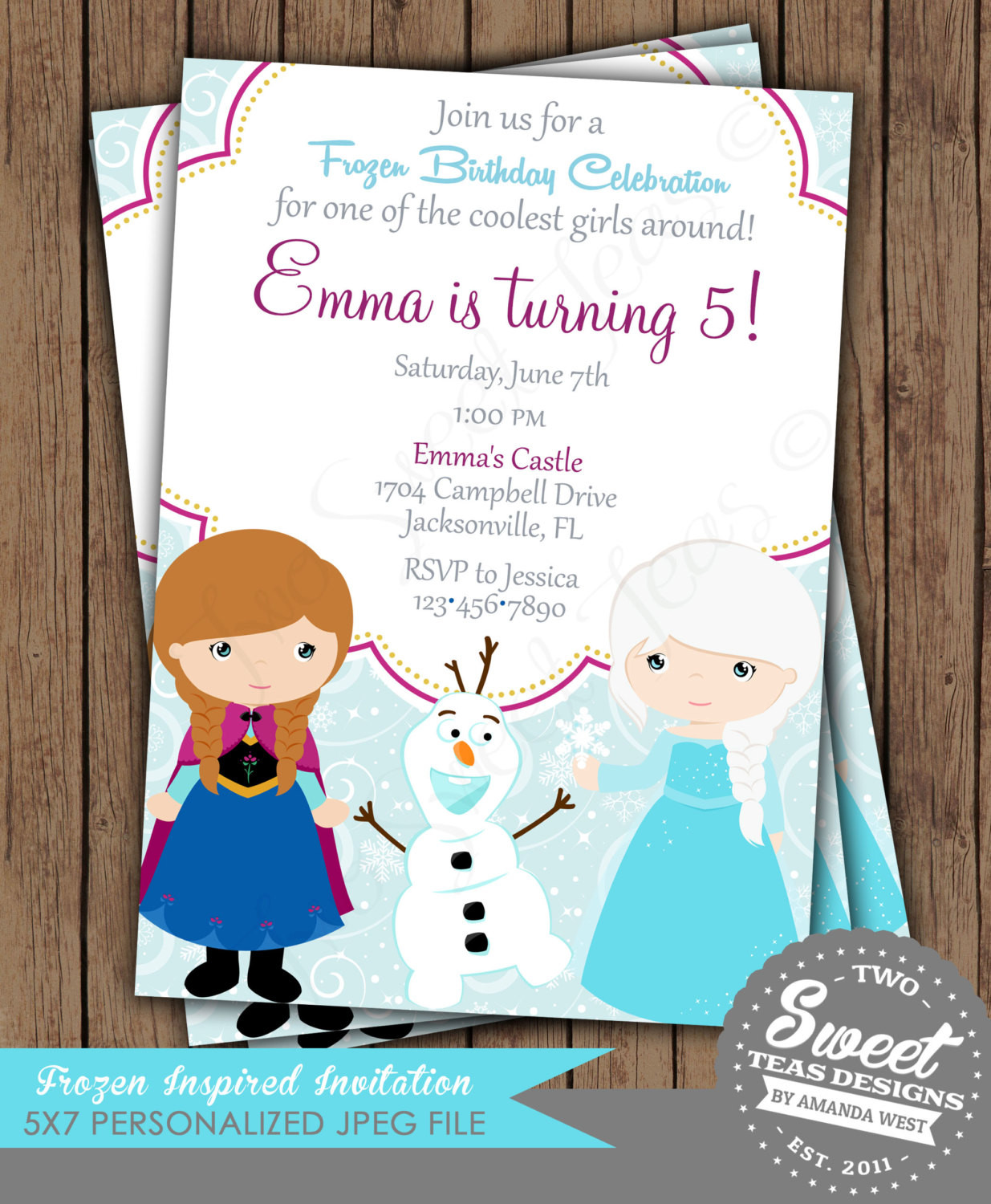 Anna Birthday Party
 Frozen Invitation Princess Anna Elsa Disney Inspired by
