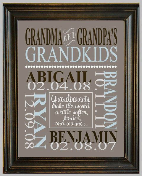 Anniversary Gift Ideas For Grandparents
 Personalized GRANDPARENT PRINT with Grandchildren s