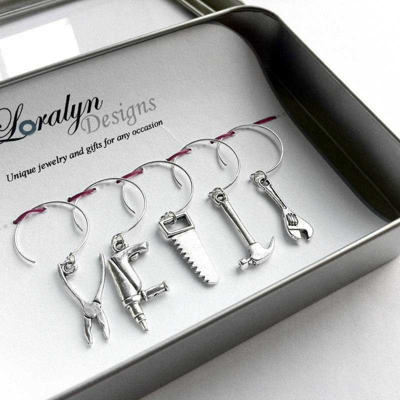 Anniversary Gift Ideas For Men
 Tool Wine Glass Charms Anniversary Gifts for Men Husband