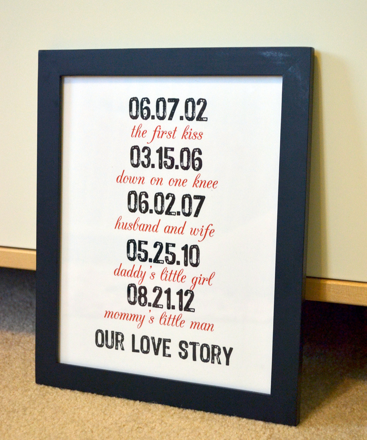 Anniversary Gift Ideas For Wife
 Anniversary 11x14 t important dates our love story