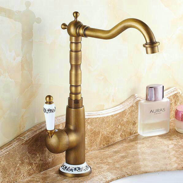 Antique Brass Finish Bathroom Faucets
 Free shipping Contemporary Concise Bathroom Faucet Antique