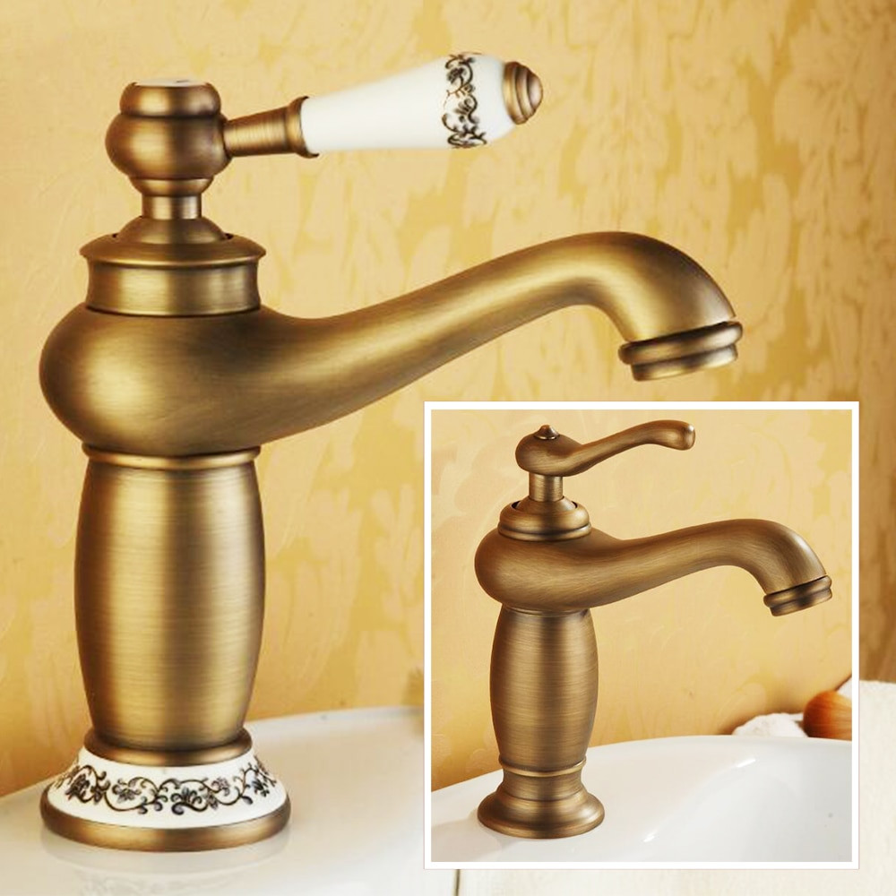 Antique Brass Finish Bathroom Faucets
 Bathroom Faucet Antique bronze finish Brass Basin Sink