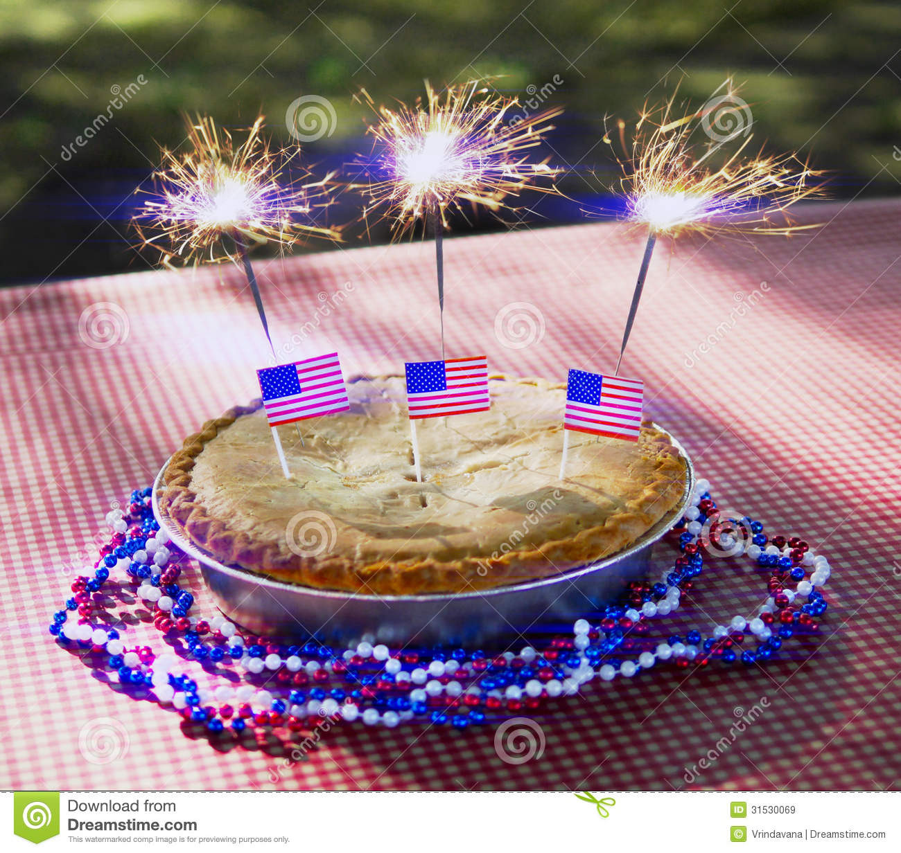 Apple Pie 4Th Of July
 4th July Apple Pie With Sparklers A Table Stock