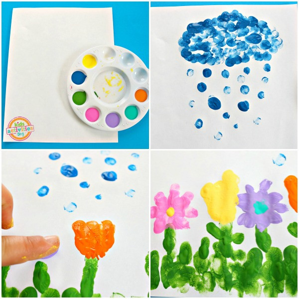April Toddler Crafts
 April Showers Bring May Flowers Fingerprint Craft To Make