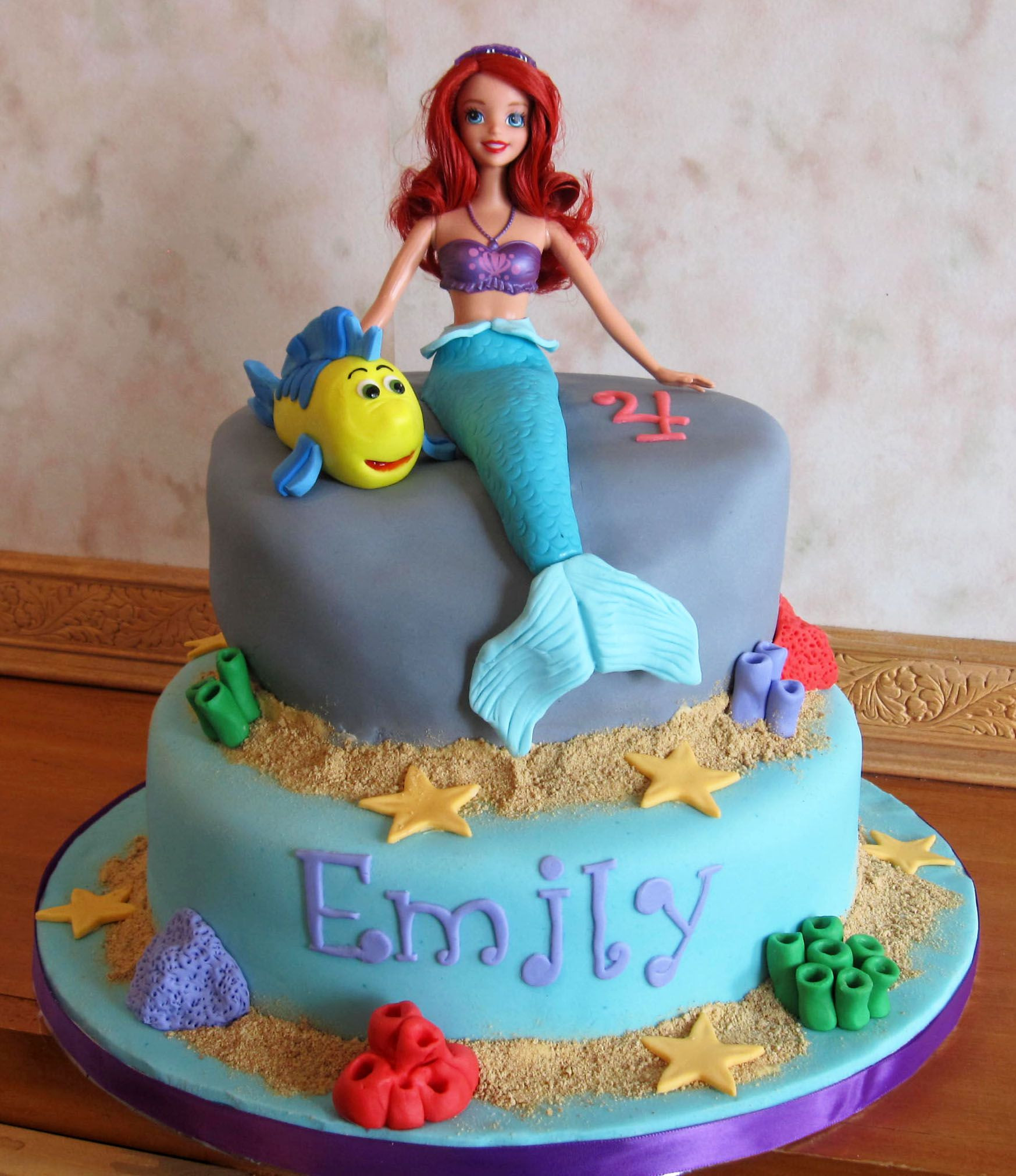 Ariel Birthday Cake
 Ariel 4th Birthday Cake with Flounder