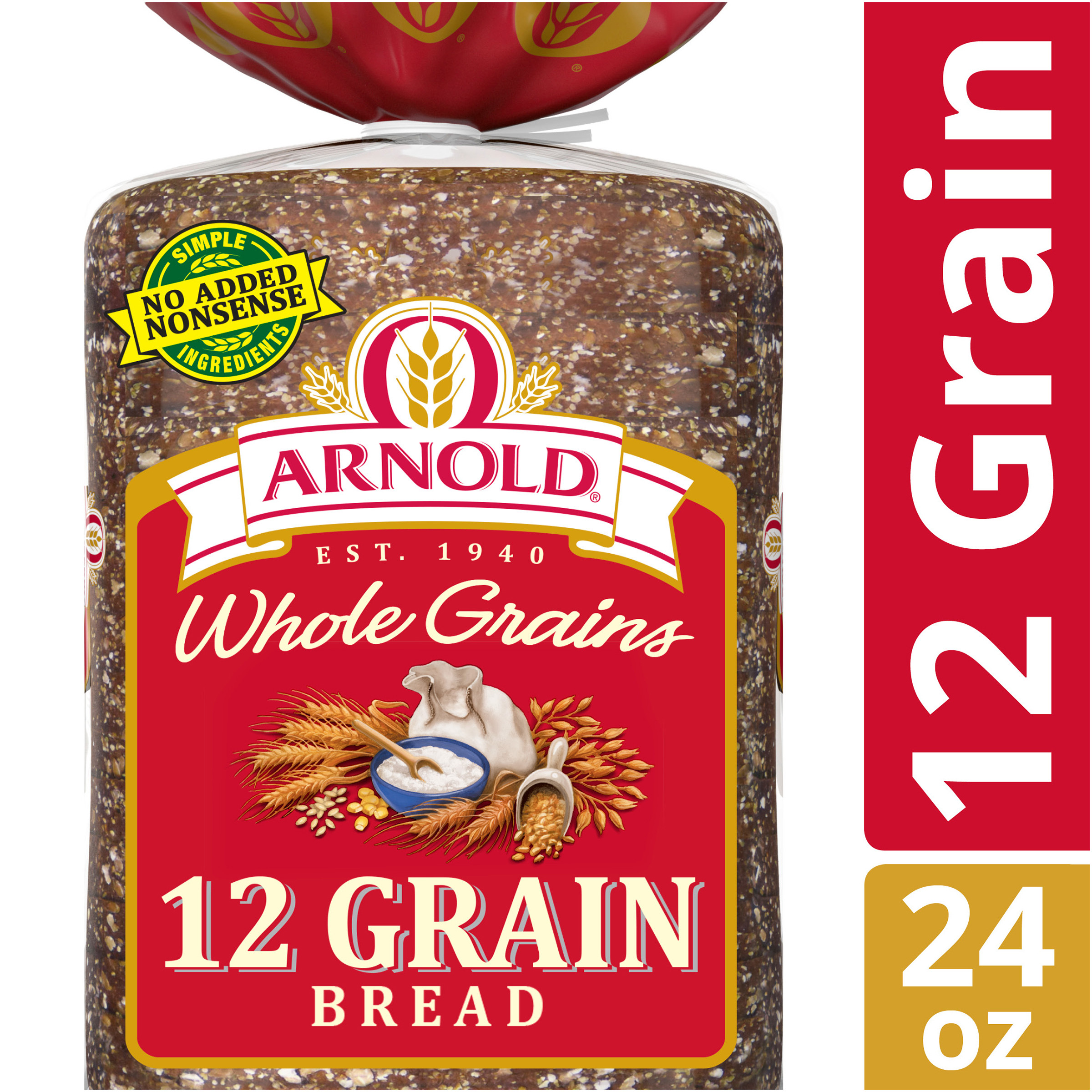 Arnold Whole Grain Bread
 Arnold Whole Grains 12 Grain Bread Baked with Simple