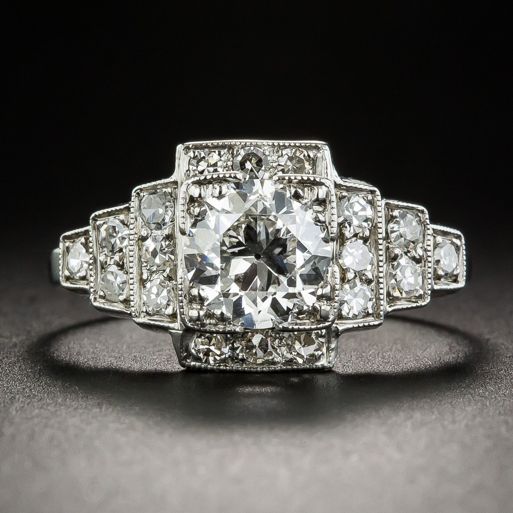Art Deco Wedding Ring
 99 Carat Art Deco Platinum Diamond Engagement Ring GIA