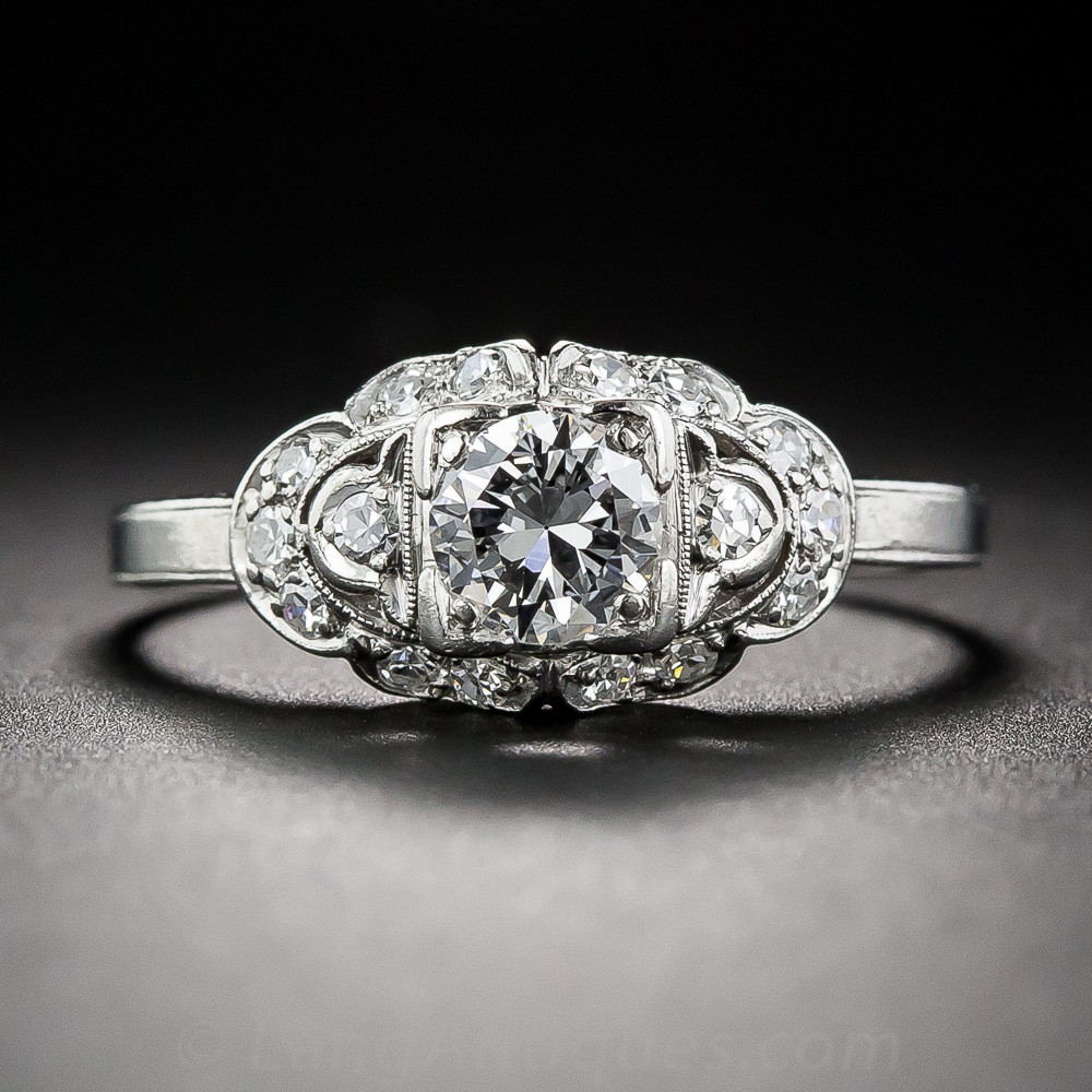 Art Deco Wedding Ring
 50 Carat Late Art Deco Diamond Engagement Ring Vintage