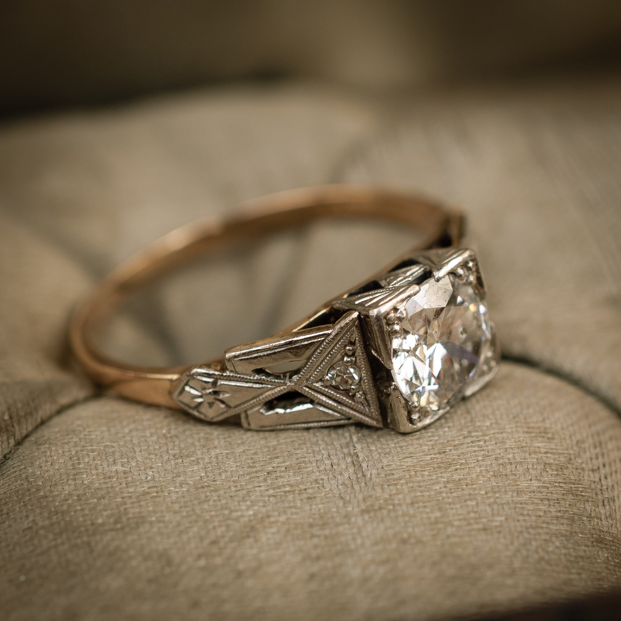 Art Deco Wedding Ring
 Stunning Vintage Geometric Art Deco Diamond Engagement
